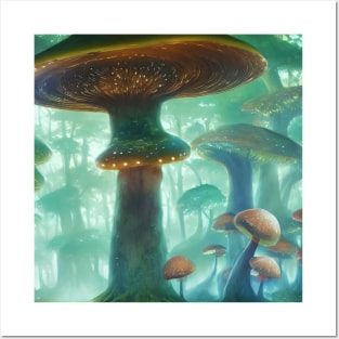 Enchanted Mushroom Forest Posters and Art